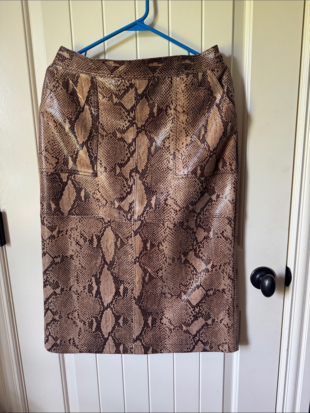 Current Air Faux Snake-Print Pencil Skirt in Brown waist 32 length 29